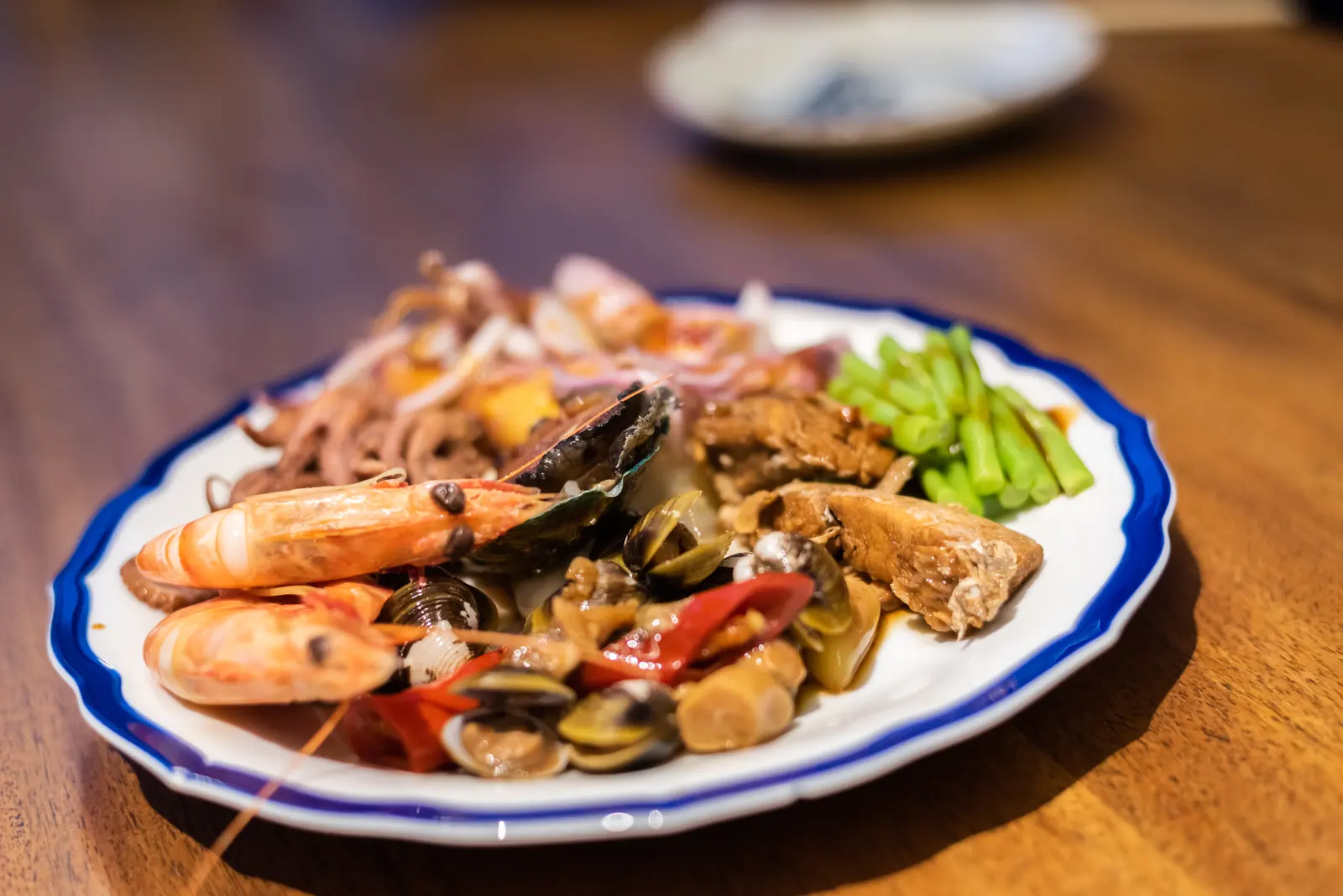 A fresh seafood dish presented at a neighborhood restaurant