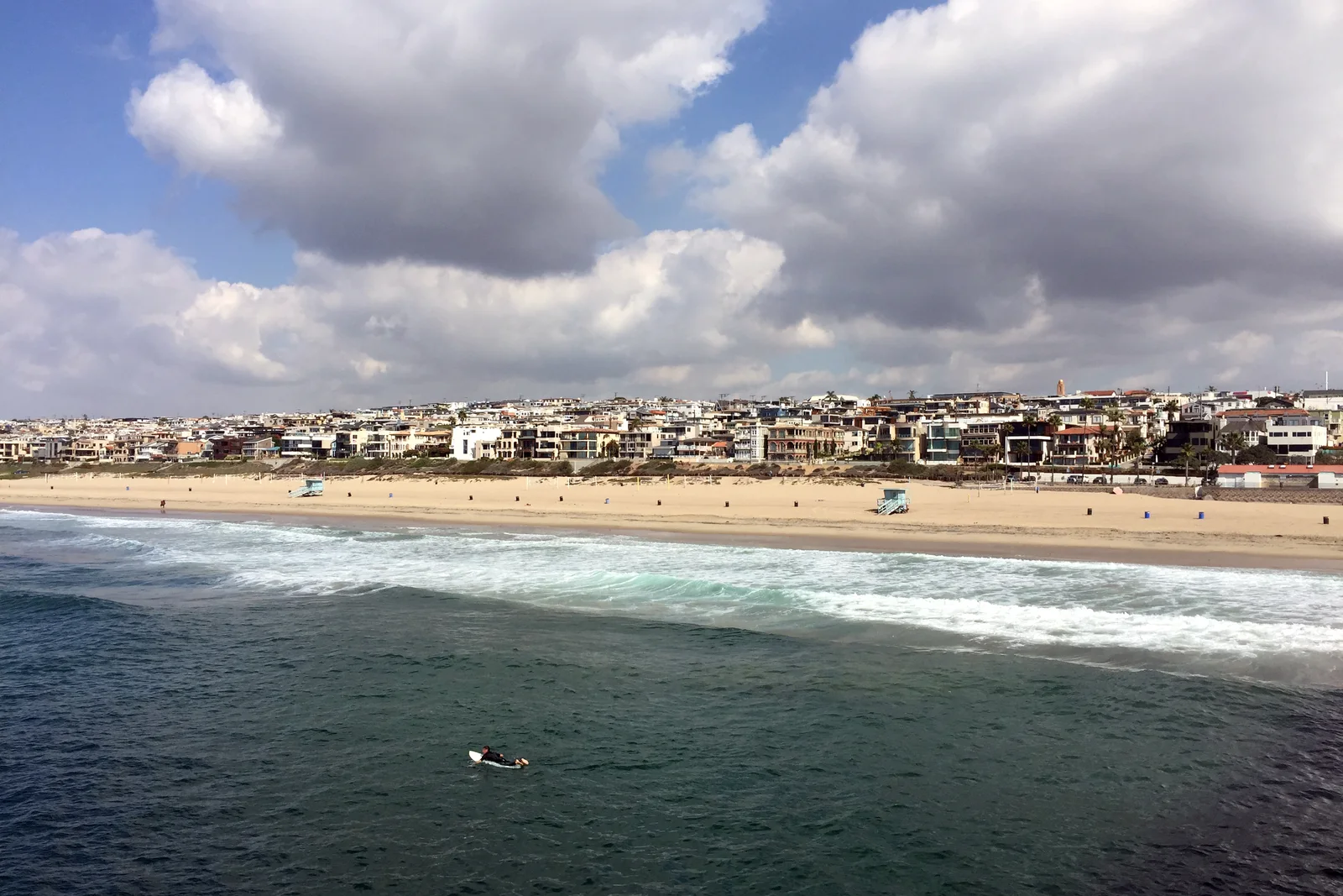 Southern California beachfront homes viewed from the water