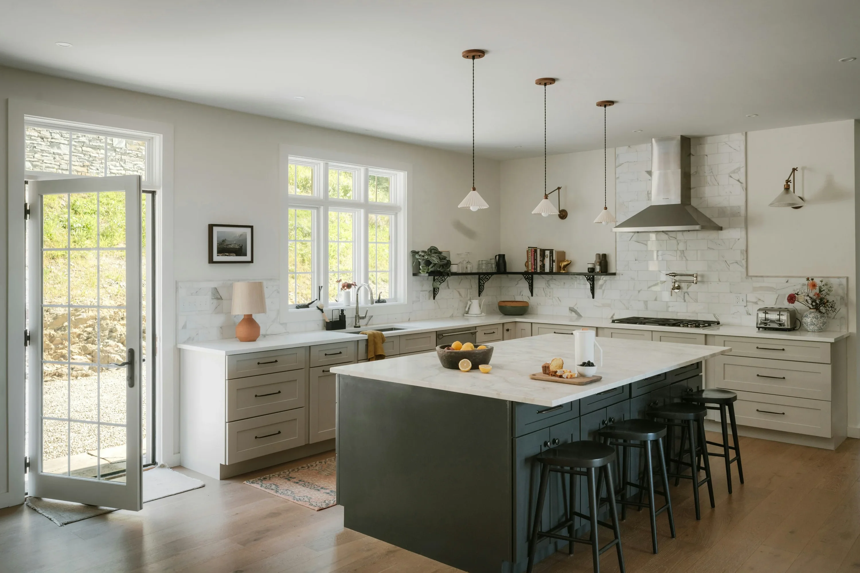 A bright marble kitchen prepared for the market